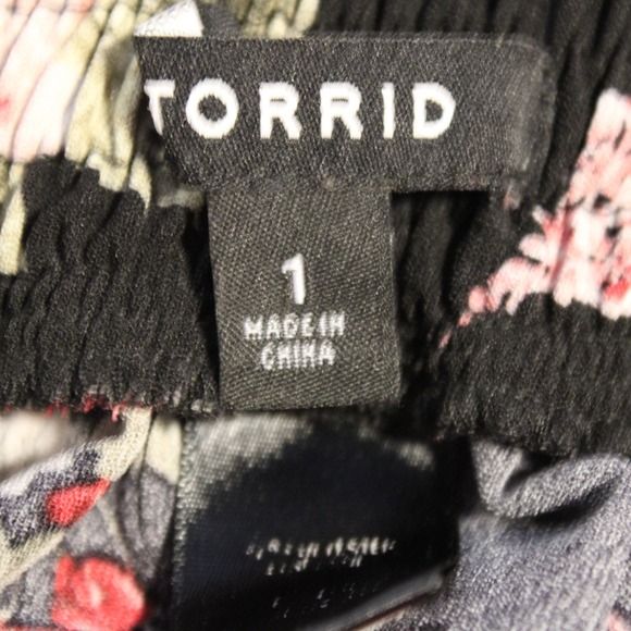 Torrid Black Floral Wide Leg Palazzo Pants Women's Size 1 - Picture 4 of 4